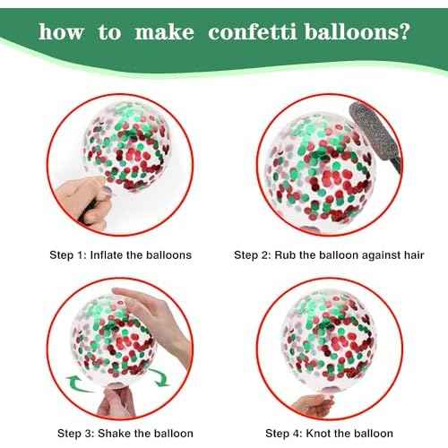 60pcs Christmas Balloons Red Green White Balloons Red Green Confetti Balloons for Christmas Birthday Baby Shower Party Decorations