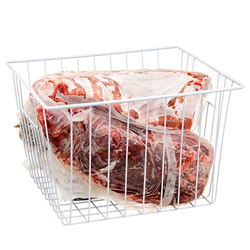 White Freezer Basket Organizer 11x9x5.5in, Set of 6 - Durable Wire Storage Bin