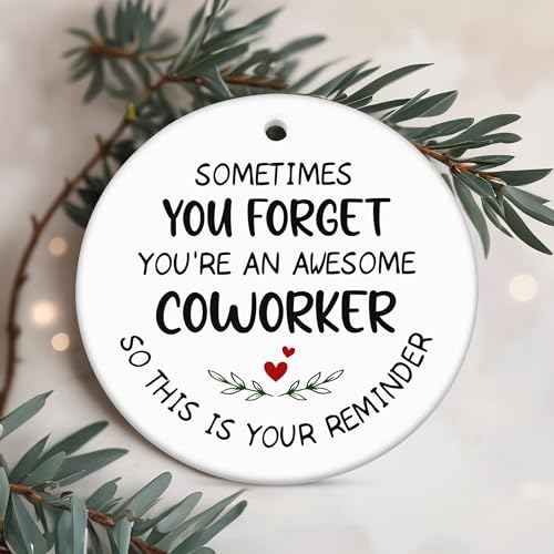 Christmas Coworker Gifts for Women - Ceramic Christmas Ornaments 2025 - Inspirational Employee Appreciation Thank You Gifts for Coworkers Boss Leaders, Thank You Ornament Stocking Stuffers