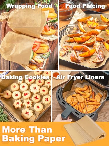 SMARTAKE 300 Pcs Parchment Paper Baking Sheets, 9x13 Inches Non-Stick Precut Baking Parchment, for Baking Grilling Air Fryer Steaming Bread Cup Cake Cookie and More (Unbleached)