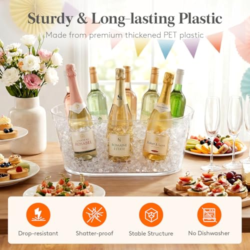 Plastic Ice Bucket Set 13L for Parties and Events - 2 Pieces, BPA Free