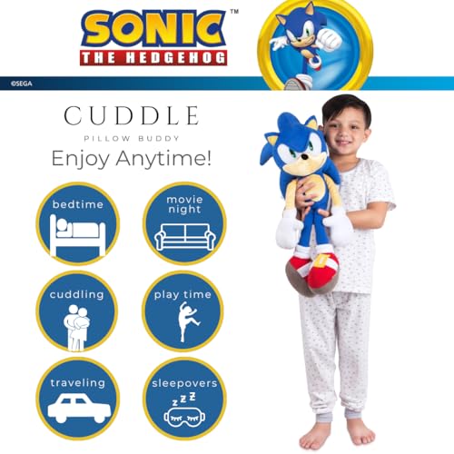 Sonic the Hedgehog Plush Cuddle Pillow Buddy - 22 Inches, Officially Licensed, Kids Bedding - Variation: Sonic the Hedgehog Cuddle / One Size