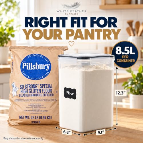 Black 2-Pack Large 8.5L Food Storage Containers with Airtight Lids