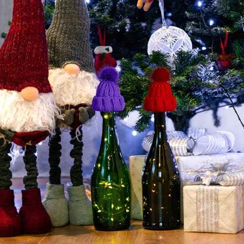 Bencailor Mini Christmas Knit Hats Doll Crafts Xmas Tiny Small Christmas Knit Hats Tree Ornaments for DIY Accessories