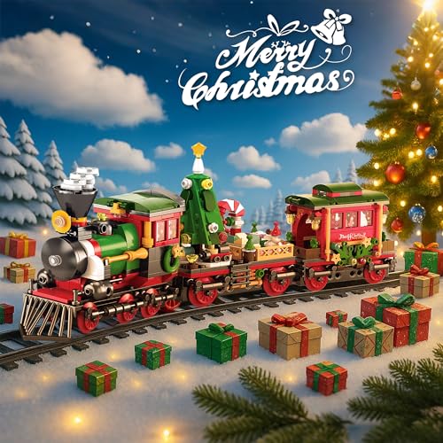 Rubypop Christmas Train Advent Calendar 2026 Building Blocks Set for Kids - Holiday Train Toy for Ages 6-12