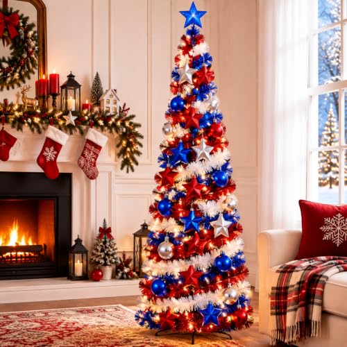 Vicenpal 16-Piece 250th Anniversary Christmas Lighted Pop-Up Tree Decorations