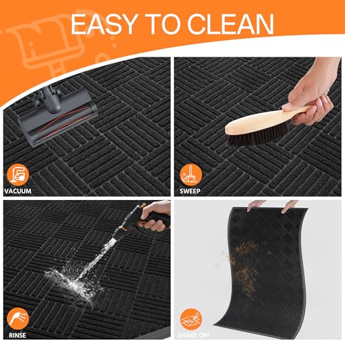 HOMEK Black Diamond Indoor Outdoor Door Mat 3' x 4' Entryway Rug Heavy-Duty