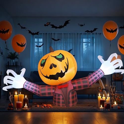 7FT Halloween Inflatable Pumpkin Ghost Outdoor Decoration with Lights