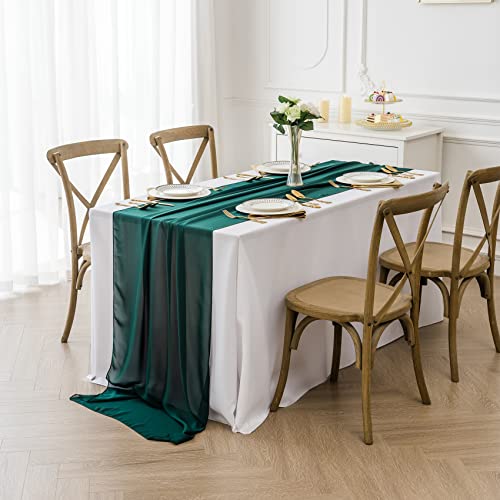 Flohar 6 Pack 9ft Hunter Chiffon Table Runners 14x108 Inch Romantic Wedding Party Decor