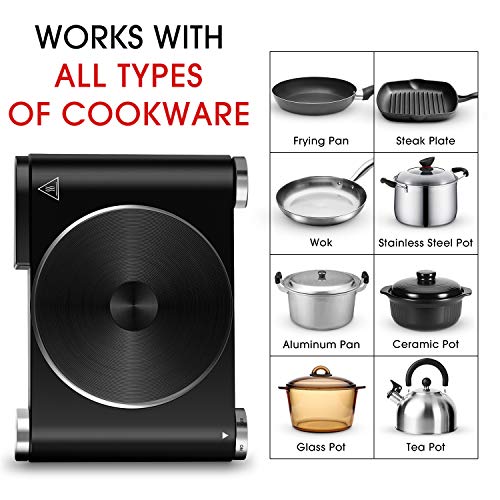 CUSIMAX Black Electric Hot Plate Stove 1500W Portable Single Burner