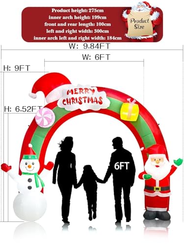 EBANKU 10 ft Christmas Inflatable Archway Santa & Snowman - Outdoor Decor (Archway Variation)