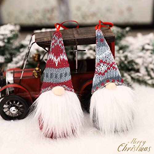 Gnomes Christmas Tree Ornaments Set of 8, Christmas Ornaments 2022 Handmade Plush Gnomes Santa Elf Hanging Home Decorations Holiday Decor