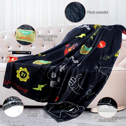 Flannel Throw Blanket Fall Merchandise Out, Birthday Gifts for Boys Girls Gamers Teens, Warm Soft Blanket for Living Room Bedroom Decorations Bed Sofa - 70"x60"