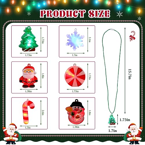 Sumind 200 Pcs LED Christmas Necklaces Santa Snowman Candy Decor Party Favors