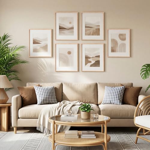 Fixwal 16x20 Natural Poster Frame Set of 6 with Plastic Cover, PVC