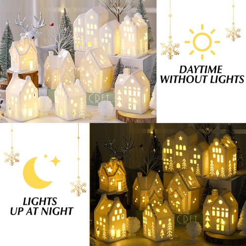 Cindeer Elegant 26-Piece White Ceramic Christmas Village Set