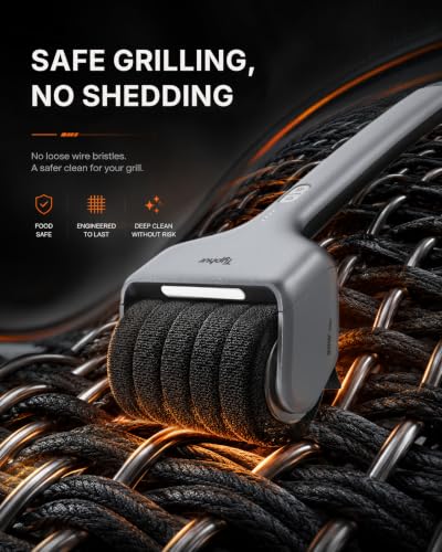 Electric Grill Brush with Anti-Stall Tech - Bristle-Free, Silver Grey