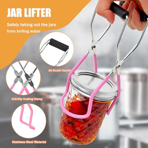 Canning Pot Water Bath Canner Kit with Rack & Lid - Pink - 21.5 Quart Stainless Steel