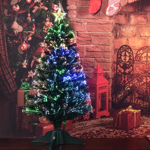 HABAGOU 3ft Pre-Lit Fiber Optic Christmas Tree with Top Star - Mini USB lights