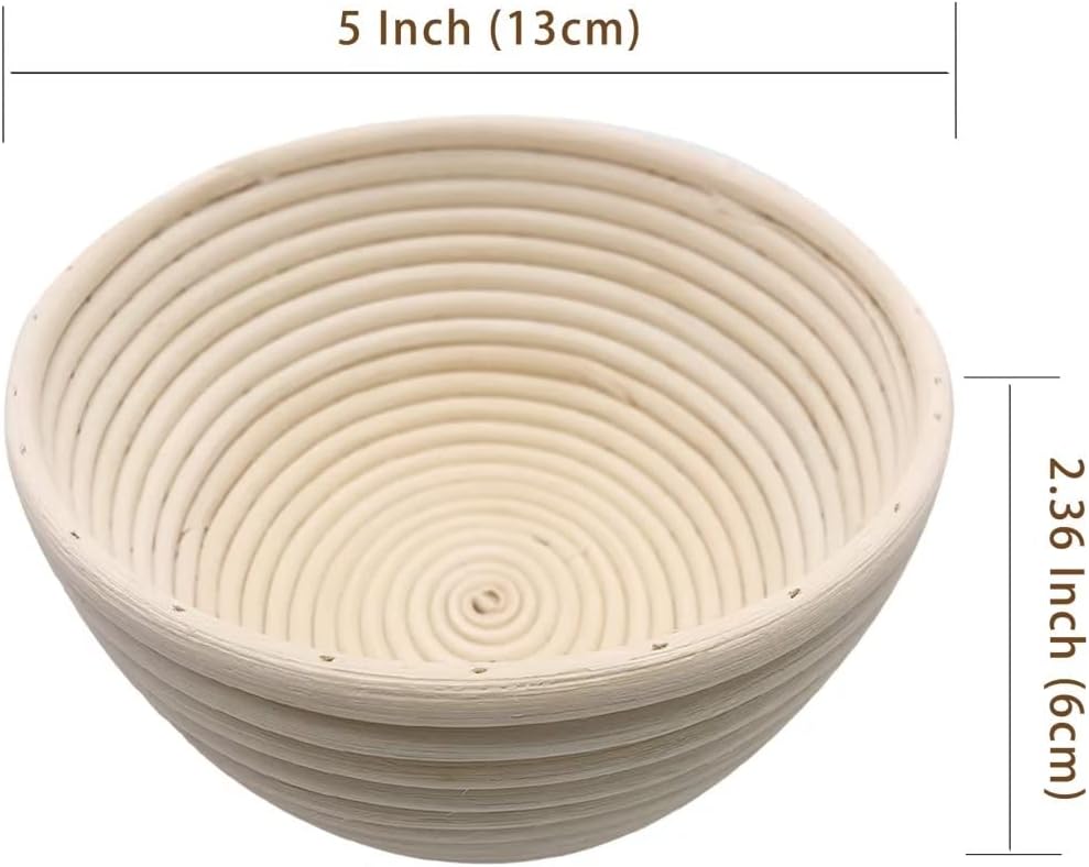 Skiennix 5-Inch Round Banneton Basket - Ideal for Bread Proofing & Sourdough Baking | 6 Pack