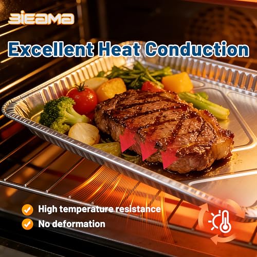18x13 Inch Aluminum Foil Pans - 100 Pack Half Size Disposable Bakeware
