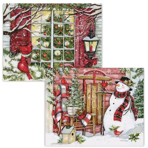 Lang Home for The Holidays Assorted Christmas Cards - 18 Luxurious Linen-Embossed Holiday Greeting Cards with Envelopes