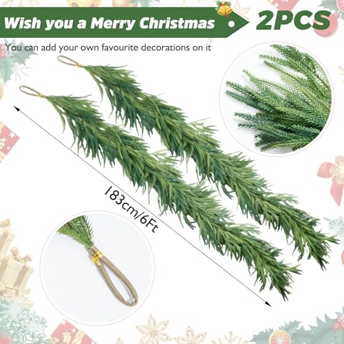 Nazano 12FT Norfolk Pine Christmas Garland – Green, 2-Pack, Indoor Mantel & Stair Decor
