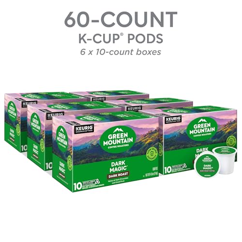 Green Mountain Coffee Roasters Dark Magic Coffee Pods 10 Count Pack of 6 - Keurig Compatible, Recyclable, Bold Roast