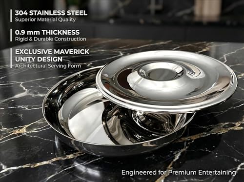 Large Stainless Steel Shrimp Cocktail Serving Dish with Ice - Seafood & Appetizer Platter
