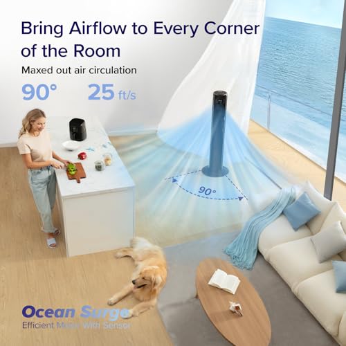 Levoit 42 Inch Tower Fan for Bedroom, 1472 CFM, Quiet 22dB, Oscillating & Adjustable Modes