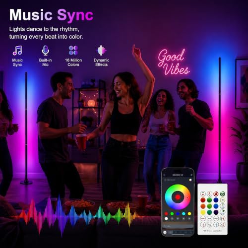 Sylvwin Corner Floor Lamp 47in Smart Ambient Light for Gaming & Room Decor