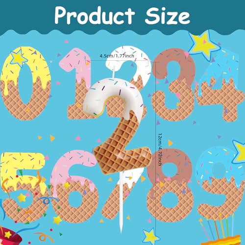 2nd Birthday Candle Sweet Ice Cream Number 2 Candle for Birthday Cake Women 2nd Birthday Party Candle Macaron Cake Decoration Birthday Candle Macaron Donut Party Decorations for Birthday