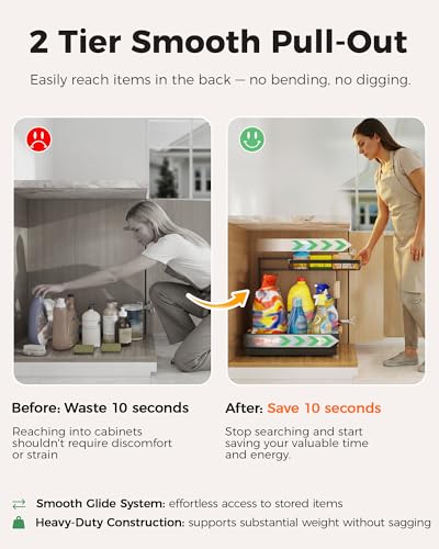 Sevenblue Black 2-Pack 2-Tier Adjustable Under Sink Organizer & Storage XL