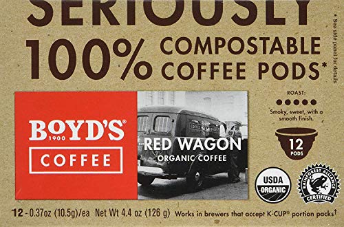 Boyd's Organic Red Wagon Dark Roast Coffee Pods - Keurig Compatible, 72 Count