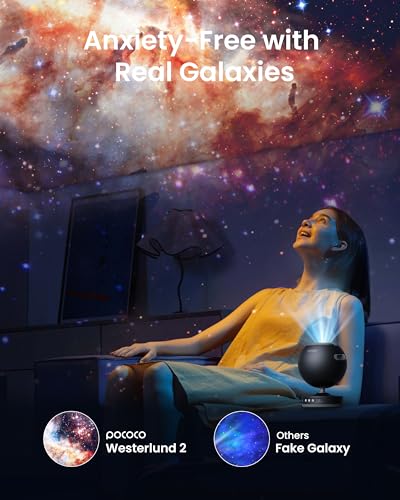 Galaxy Star Projector Black - Rechargeable Night Light with 5K Discs & 2MP Lens