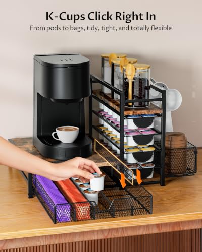 VA1KENE Coffee Station Organizer with 90 K-Cup Capacity - Multi-Tier Coffee Bar Storage