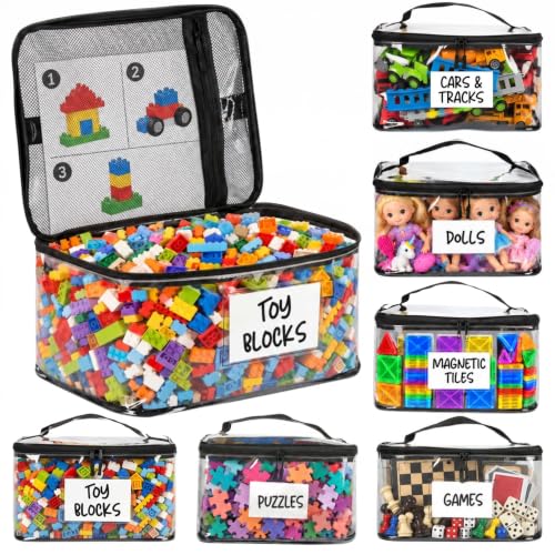 6-Pack Extra Large Clear Toy Storage Bags with Zippers, TPU