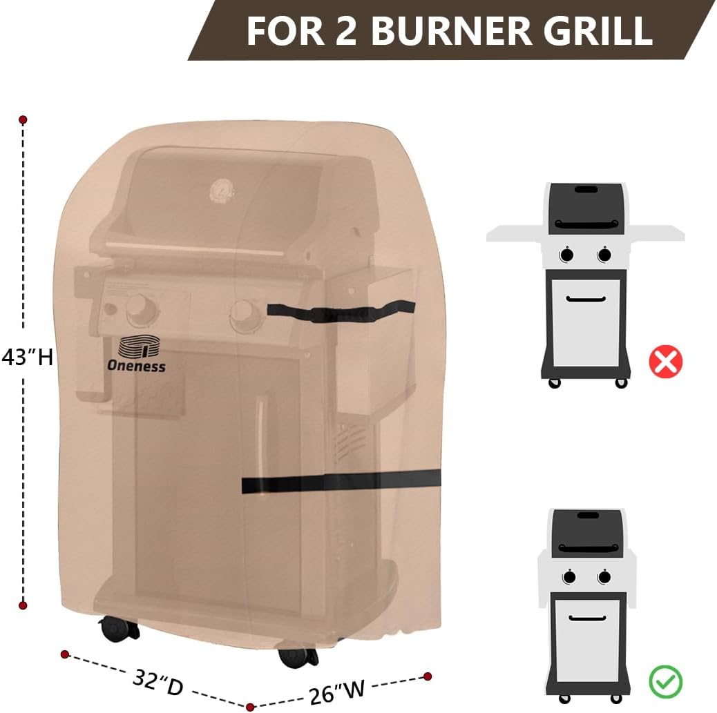 Oneness 32-Inch Waterproof BBQ Gas Grill Cover - Weather Resistant for Weber Spirit & Char-Broil Performance