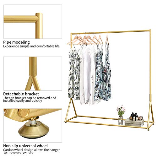 Gold Metal Clothing Rack Freestanding Heavy Duty Garment Rack for Bedroom & Retail