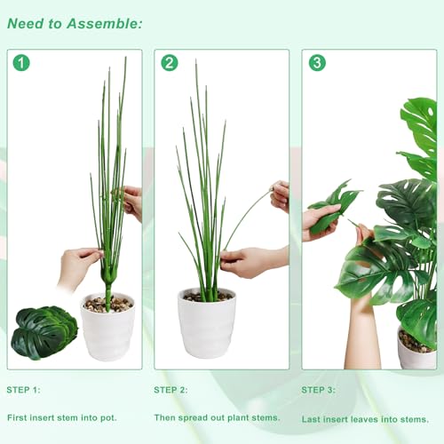 Artificial Monstera Plant Set - 28 Inch Fake Tropical Greenery for Home & Office - Variation of THIS Listing