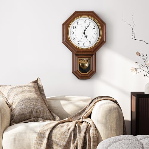 Pendulum Wall Clock - Imitation Wood Plastic Regulator Brown - Classic Design