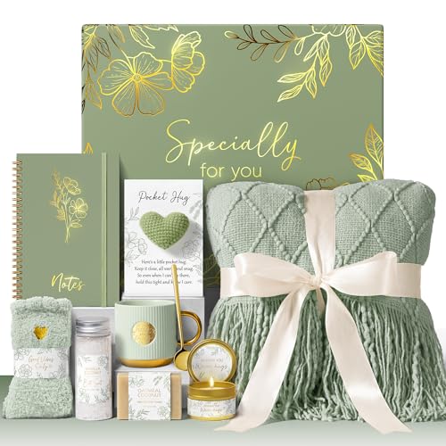 MAYICIVO Sage Green Self Care Gift Basket for Women Birthday & Get Well Soon