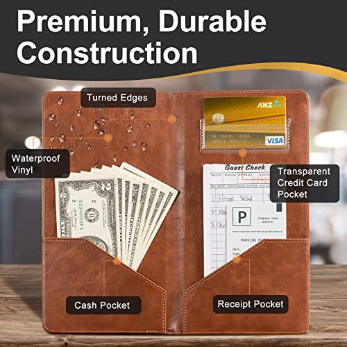 Brown Check Presenters for Restaurants - 20 Pack Guest Bill Holders with Fork & Spoon Imprint