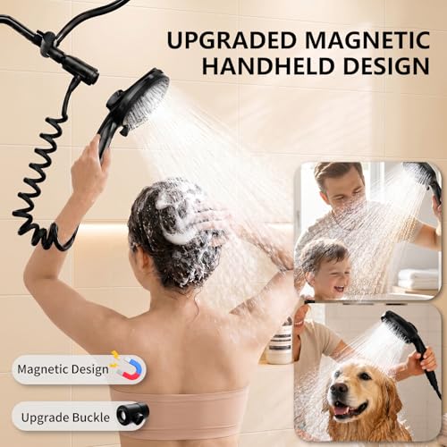 Lgotsm Dual Shower Head System with Magnetic Handheld - Black