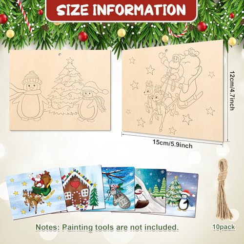 COCHIE 10 Pack Large Peppermint Candy Christmas Wood Slices for Painting XMAS B