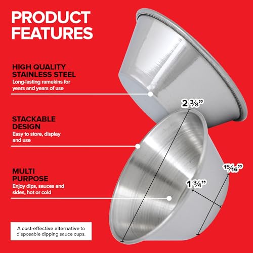 Stock Your Home 120 Pack 1.5 oz Stainless Steel Condiment Cups - Reusable Dipping Saucer Set