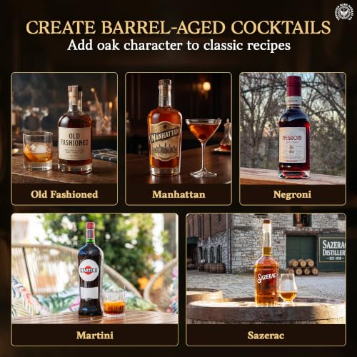 2L Oak Aging Barrel Kit with Stand, Spigot & Bung for Home Spirits