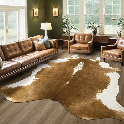 BENRON Faux Cowhide Rug, Cow Print Rug for Living Room Bedroom