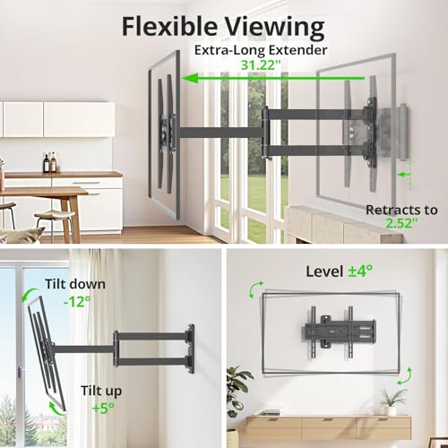 USX MOUNT Corner TV Wall Mount 26-65 Inch Full Motion with 31.22" Long Arm