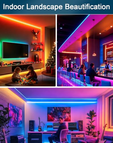 RGB 32.8FT Neon Rope Light with Remote - 16 Colors, Dimmable, Waterproof, Expandable, ETL Certified
